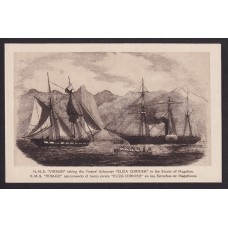 TIERRA DEL FUEGO EL HMS VIRAGO Y EL ELIZA CORNISH ANTIGUA TARJETA POSTAL